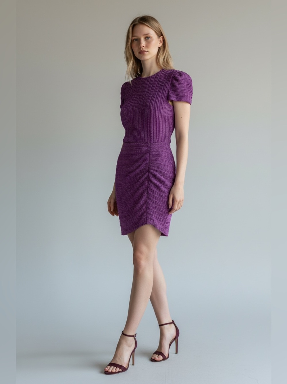 Shoshanna Purple Textured Ruched Mini Dress size 2